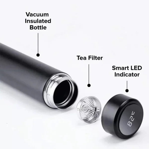 Temperature Display Vacuum Insulated Water Bottle Thermo Flask Made Of Premium Stainless Steel Coffee Cup (random Color