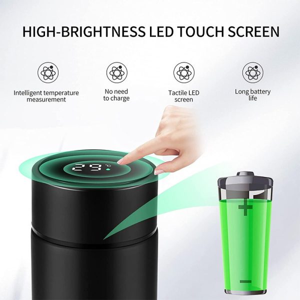 Temperature Display Vacuum Insulated Water Bottle Thermo Flask Made Of Premium Stainless Steel Coffee Cup (random Color
